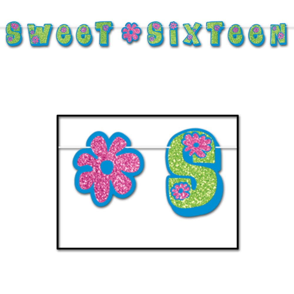 Glittered Sweet Sixteen Streamer/Disc - (Duplicate Imported from WooCommerce)