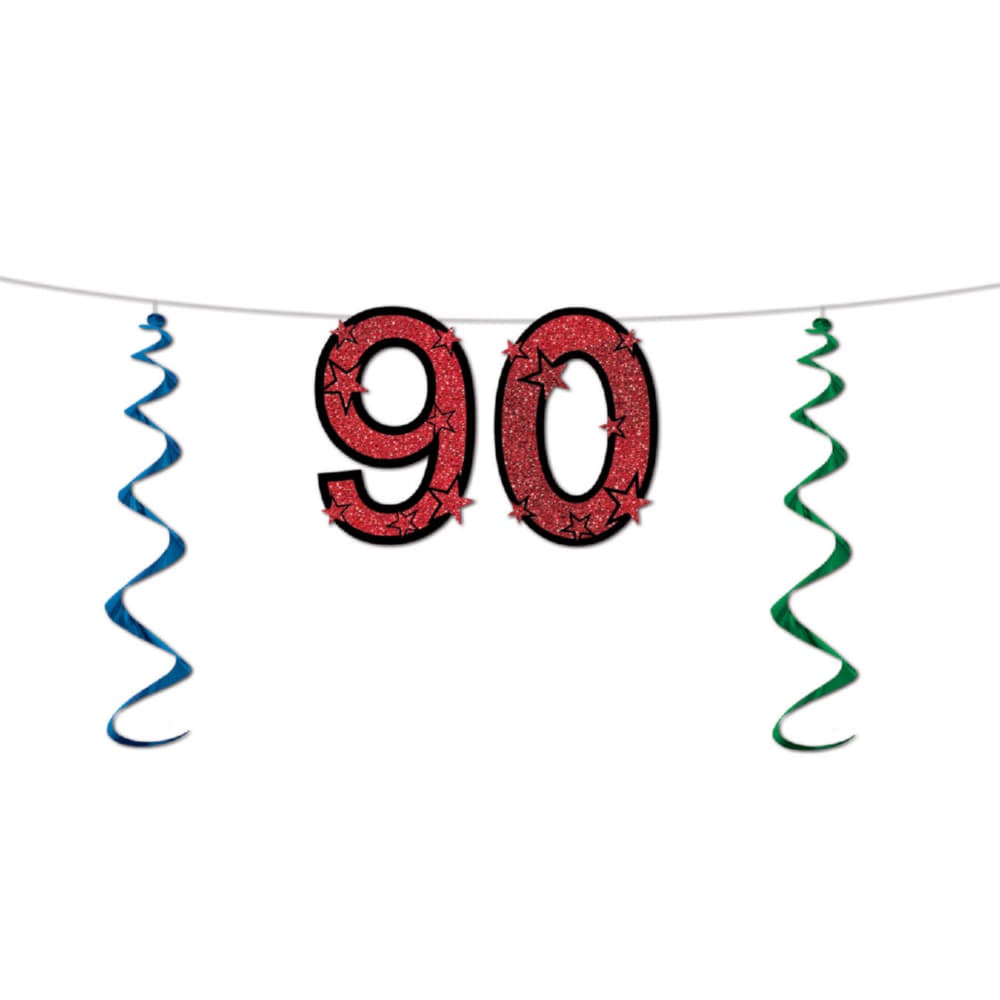 Glittered "90" Streamer/Disc