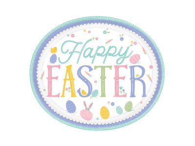Pretty Pastel Easter Oval Plates- 8Ct