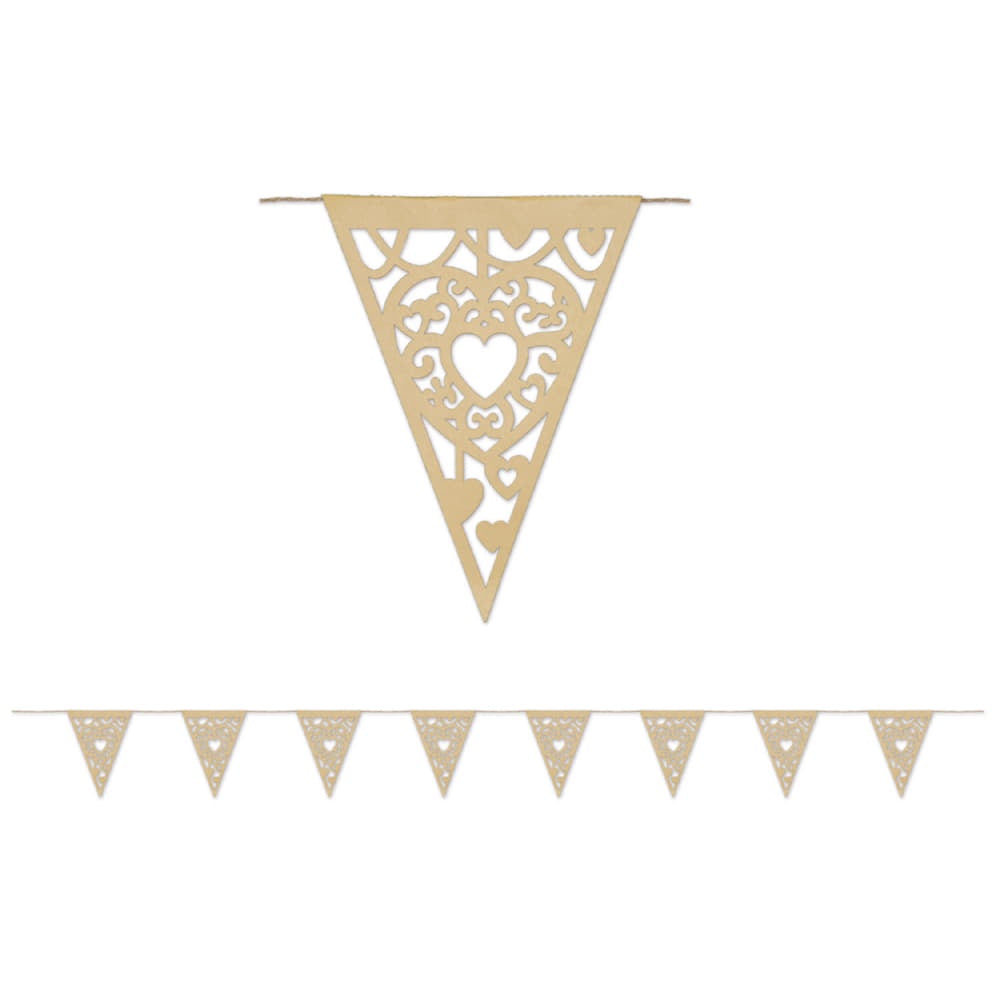 Die - Cut Kraft Paper Heart Pennant Banner