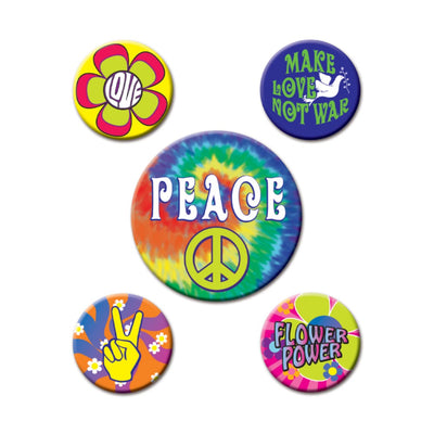 60S'S Party Buttons - 5Pk