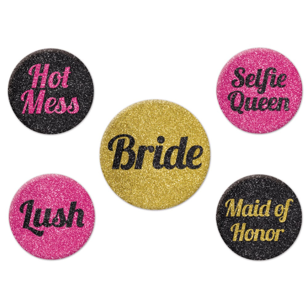 Team Bride Party Buttons 5Pcs