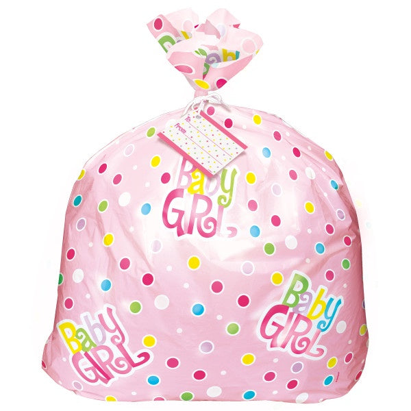 Pink Polka Dots Baby Shower Gift Bag, 44"X36"
