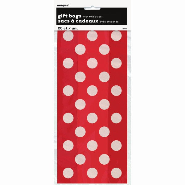 Ruby Red Dots Cellophane Bags, 20Ct