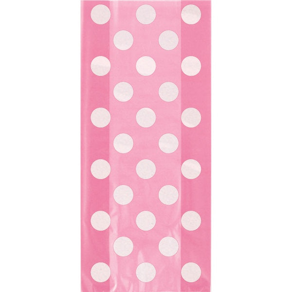 Hot Pink Dots Cellophane Bags, 20Ct