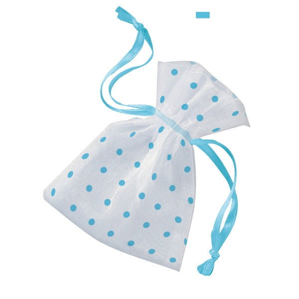 Organza Bags With Blue Dots - 6Pk
