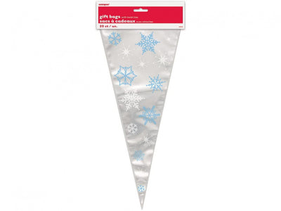 Snowflake Cone Cello Gift Bags-20Ct