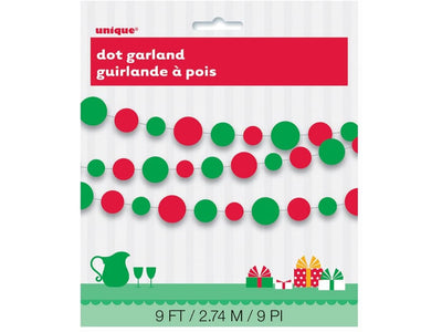 9Ft Red & Green Dot Garland