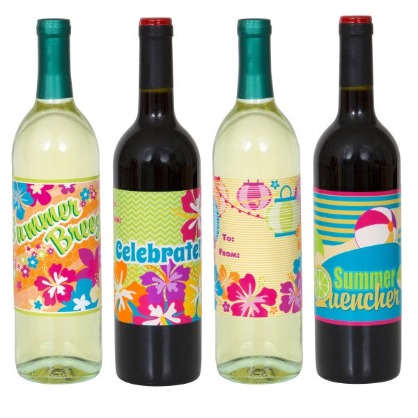Summer Fun Wine Bottle Labels – 4 Count