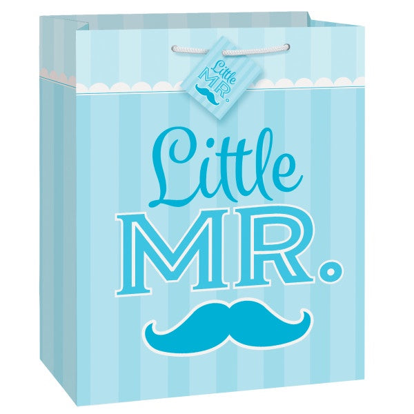 Blue Mustache Little Boy Large Gift Bag