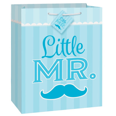 Blue Mustache Little Boy Large Gift Bag