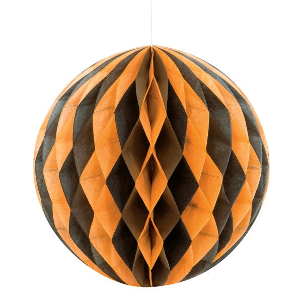 Black & Orange Solid 8" Honeycomb Ball