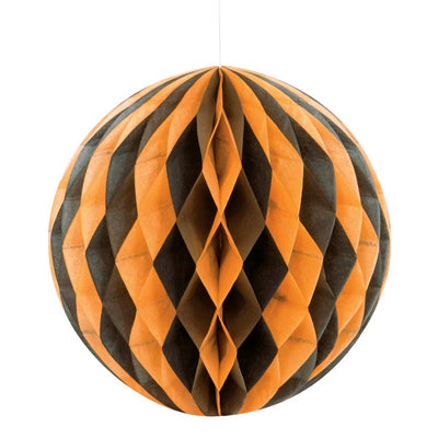 Black & Orange Solid 8" Honeycomb Ball