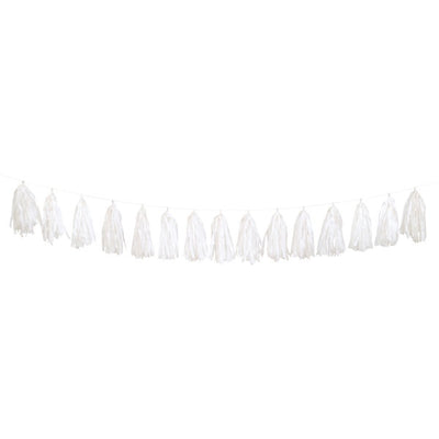 White Tissue Tassel Garland, 9 Ft