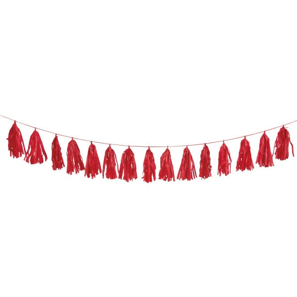 Red Tissue Tassel Garland, 9 Ft