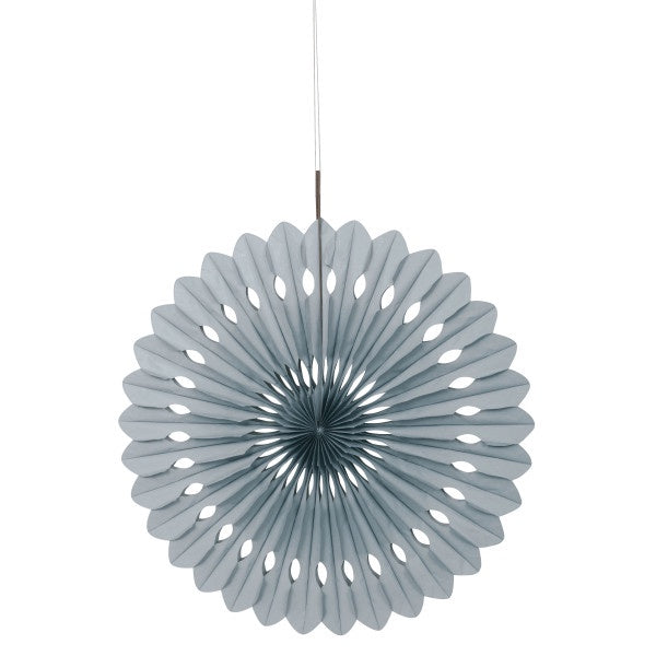 Silver Solid 16" Tissue Paper Fan