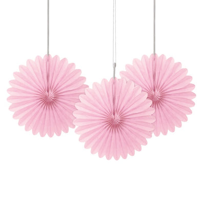 6" Decorative Paper Fans, 3Ct -  Lovely Pink
