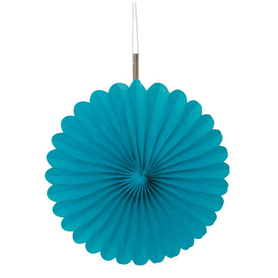 6" Decorative Paper Fans, 3Ct - Carribean Teal