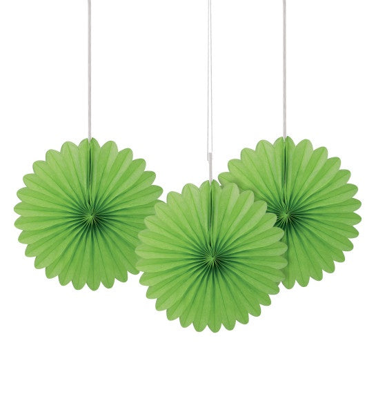 6" Decorative Paper Fans, 3Ct - Lime Green