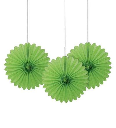 6" Decorative Paper Fans, 3Ct - Lime Green