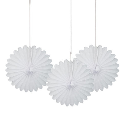 6" Decorative Paper Fans – White (3 Count)