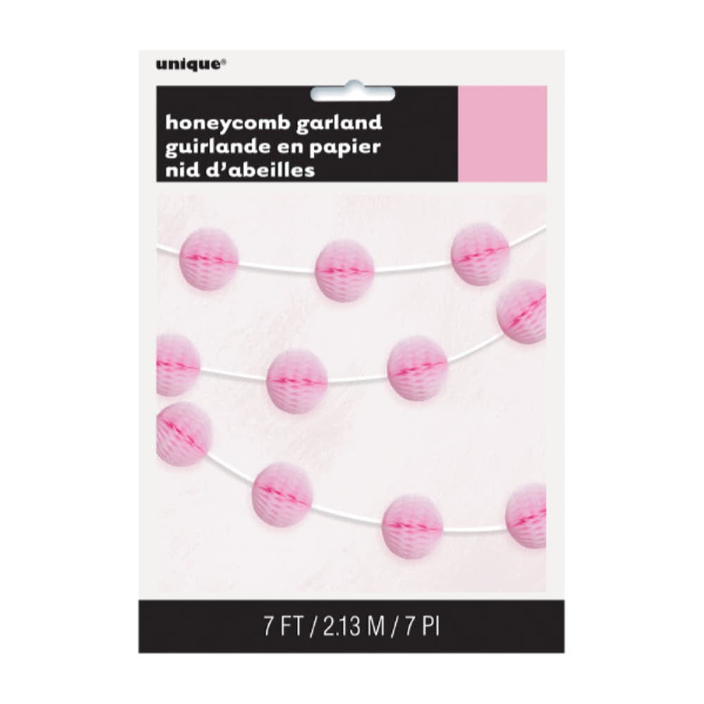 Lovely Pink Honeycomb Ball Garland, 7 ft