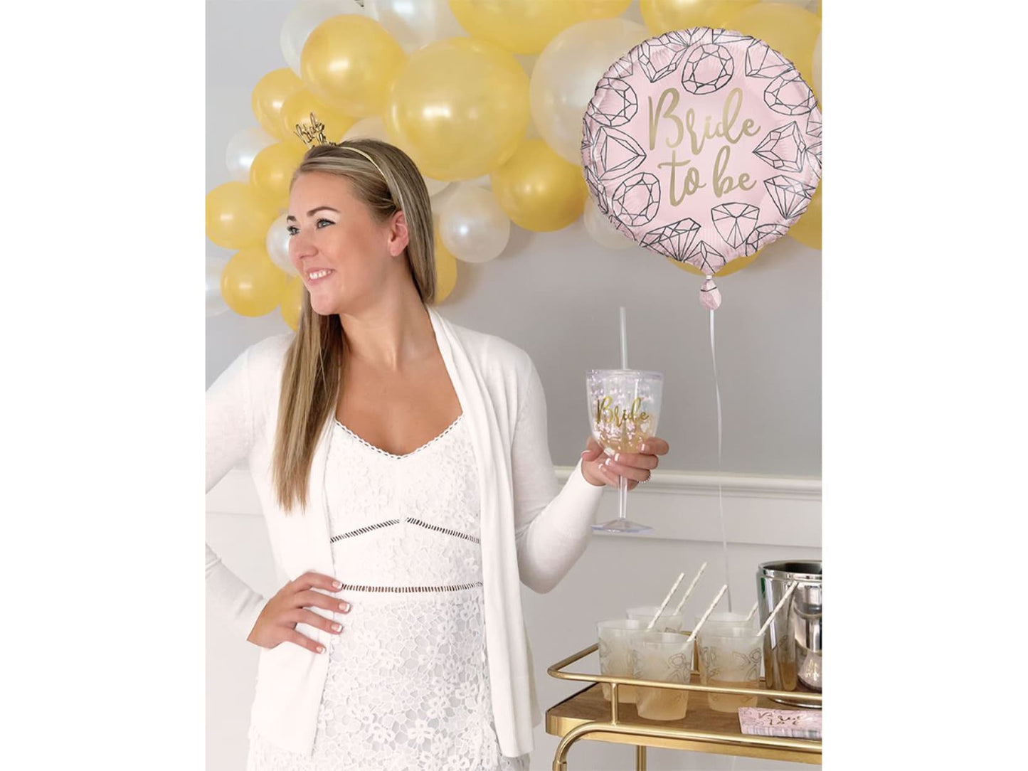 Plastic Glitter Bride Cup With Straw
