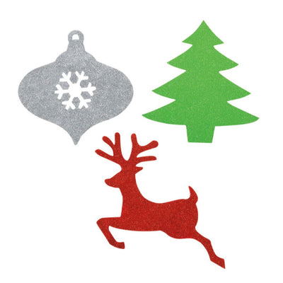 Mini Christmas Glitter Cut Outs, 6Ct - Assorted
