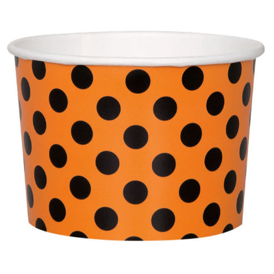 Orange & Black Dots Paper 9 oz Ice Cream Cups (8 Count)