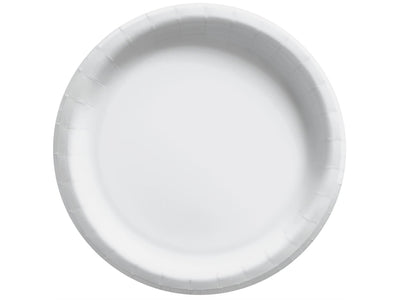 6 3/4" Round Paper Plates-Frosty White