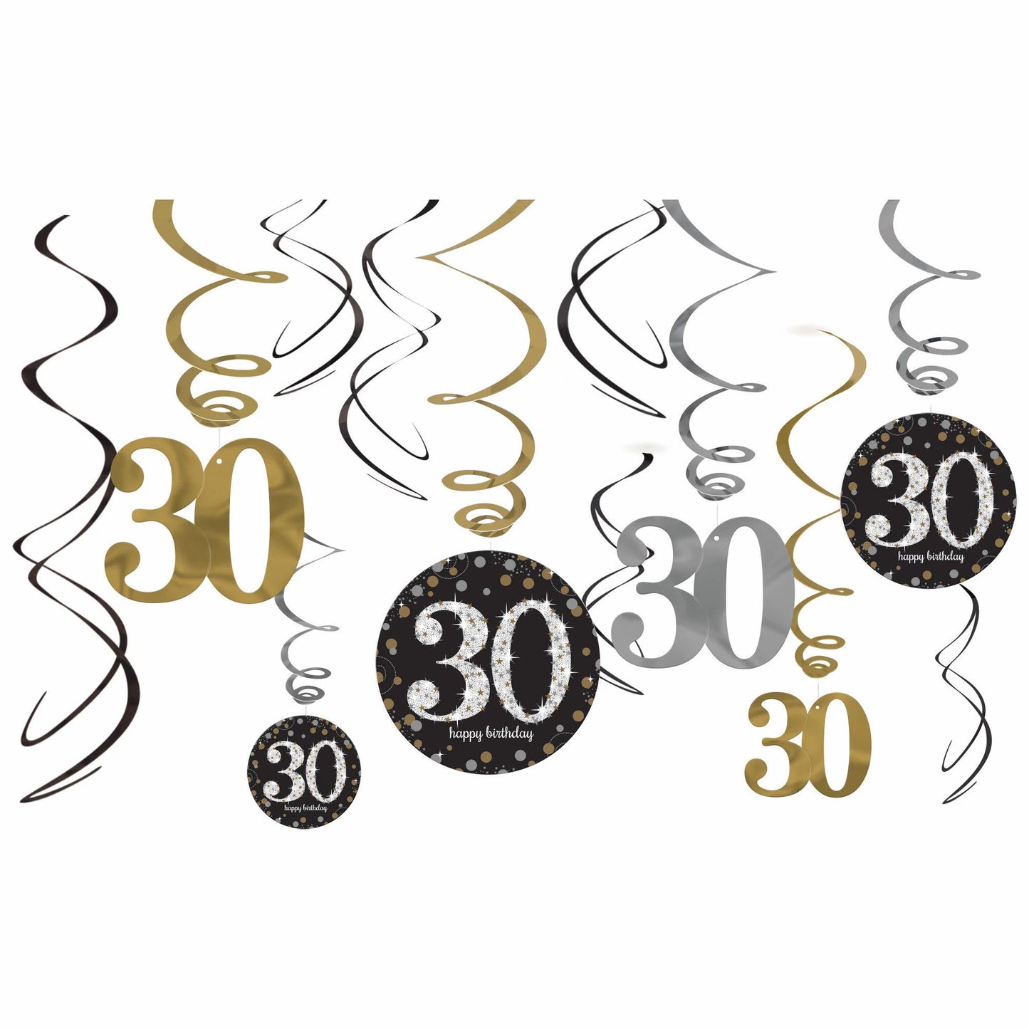 Sparkling 30Th Swirl Decorations