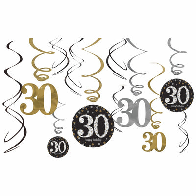Sparkling 30Th Swirl Decorations