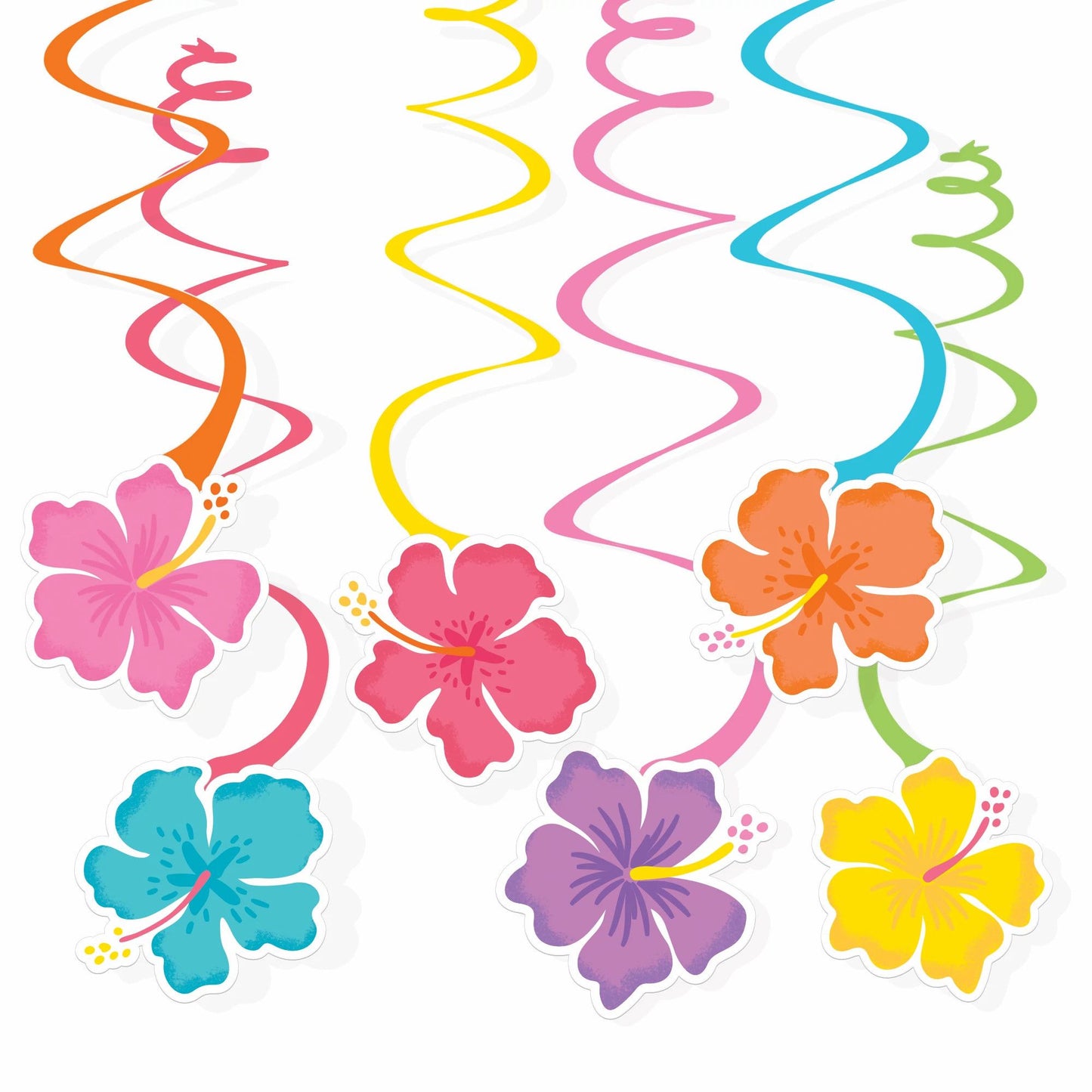 Summer Hibiscus Swirl Decorations-12Pcs