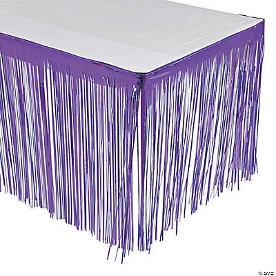 Purple Metallic Fringe Plastic Table Skirt