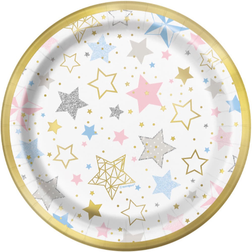 Twinkle Twinkle Little Star Round 7" Dessert Plates, 8Ct - Foil Board