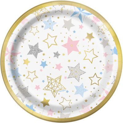 Twinkle Twinkle Little Star Round 7" Dessert Plates, 8Ct - Foil Board