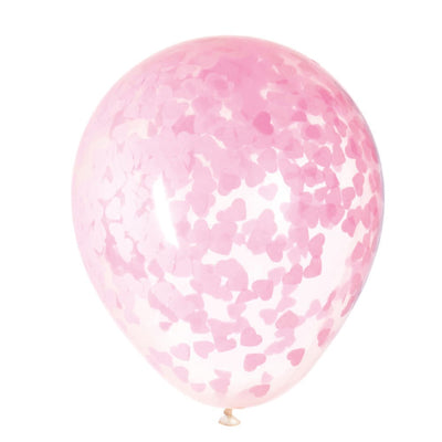 16In Pink Heart Confetti Balloons - 5Ct
