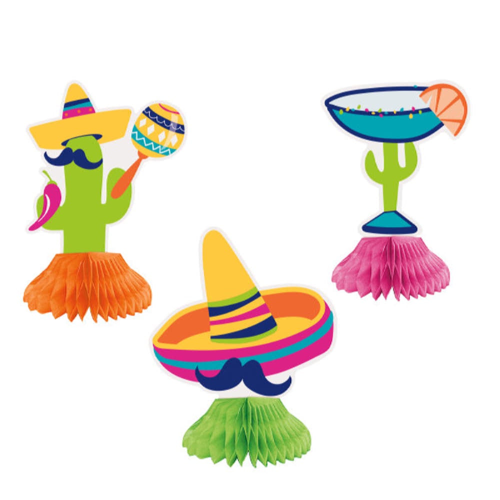 Boho Fiesta Mini Honeycomb Centerpieces, 3Ct