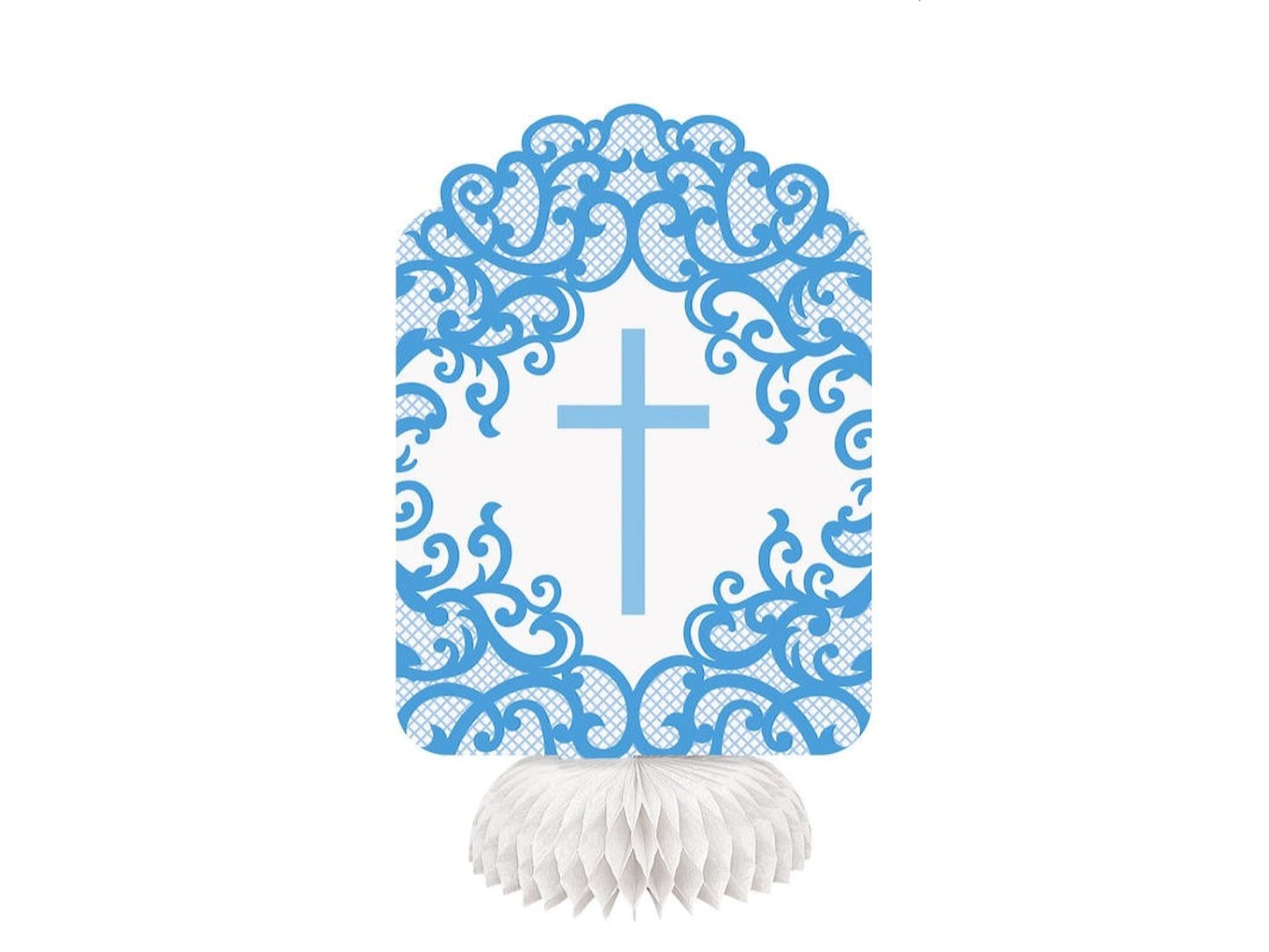 Fancy Blue Cross Honeycomb Decor-3Ct