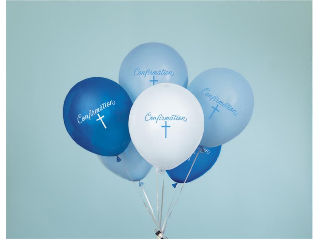 Fancy Blue Confirmation 12" Balloons, 8Ct