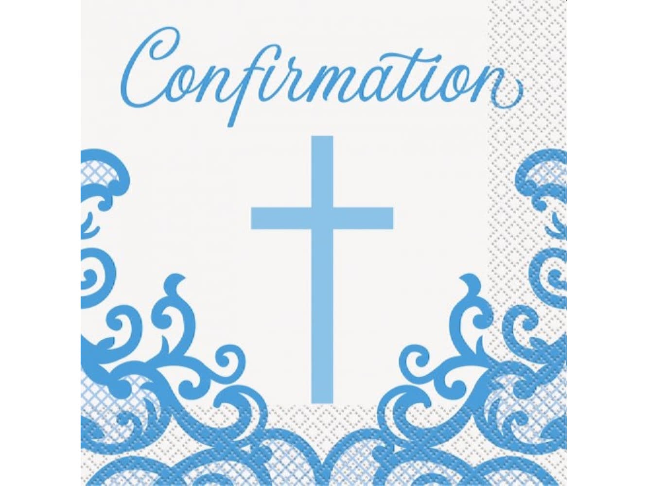 Fancy Blue Confirmation Napkins, 16Ct