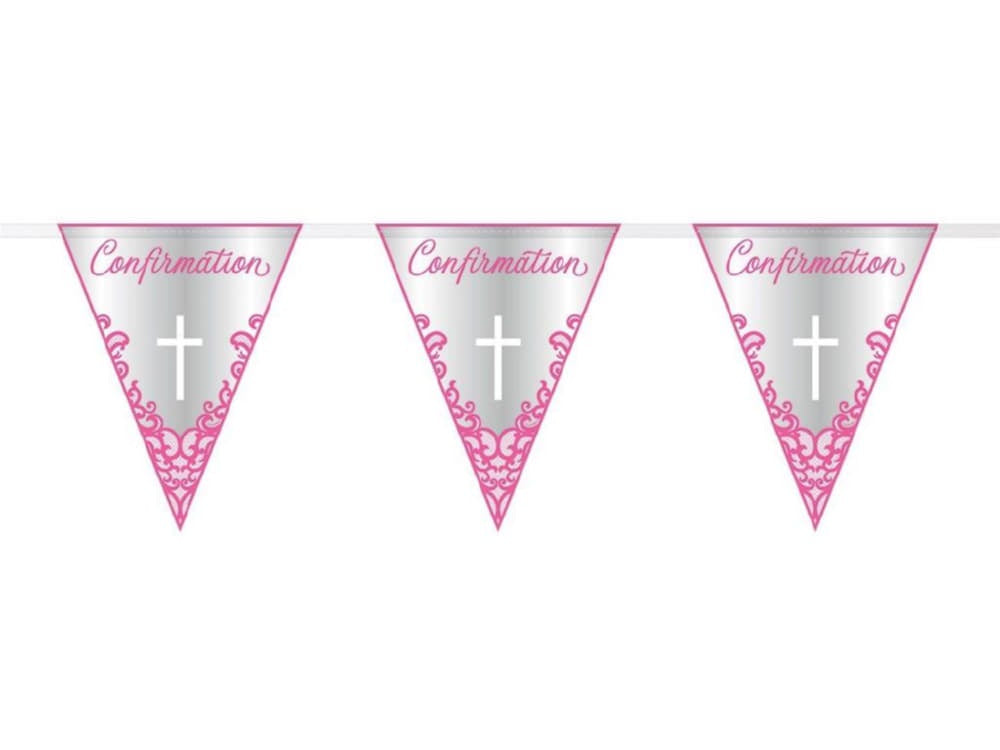 Fancy Pink Confirmation Flag Banner