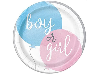 9In Gender Reveal Round Dessert Plates, 8/Pk