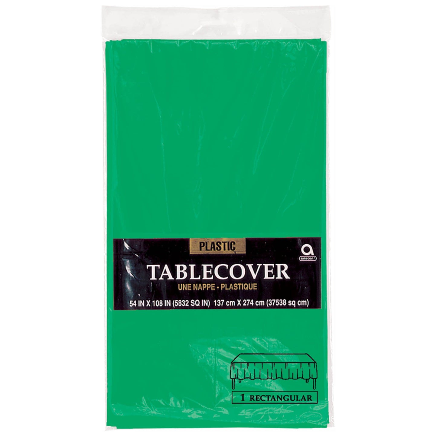 Plastic Rectangle Tablecover - Festive Green