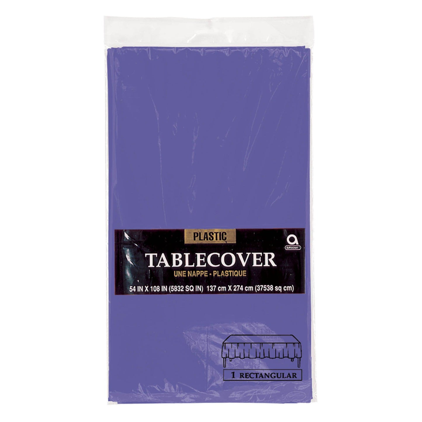 New Purple Rectangular Plastic Table Cover, 54" X 108"