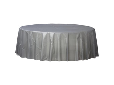 Round Plastic Tablecover-Silver