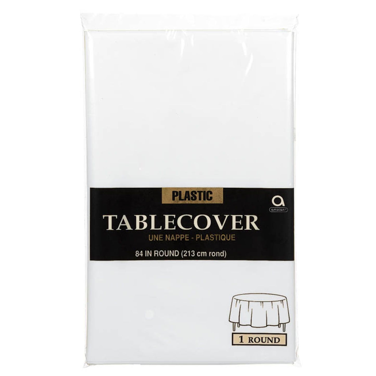 Round Plastic Tablecover - Frosty White