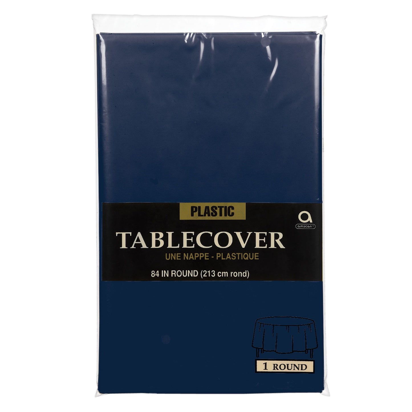 Plastic Round Tablecover - True Navy
