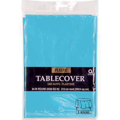 Plastic Round Tablecover - Caribbean Blue
