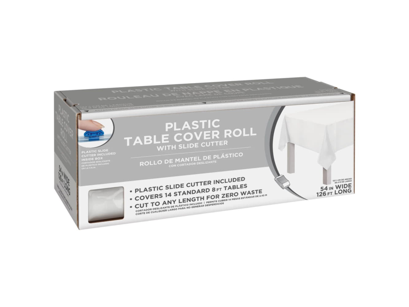 54" X 126' Boxed Plastic Table Roll-Frosty White